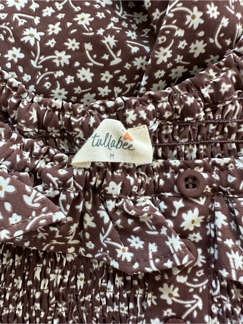 Tallabee Brown Floral Smocked Midi Dress - Picture 3 of 6